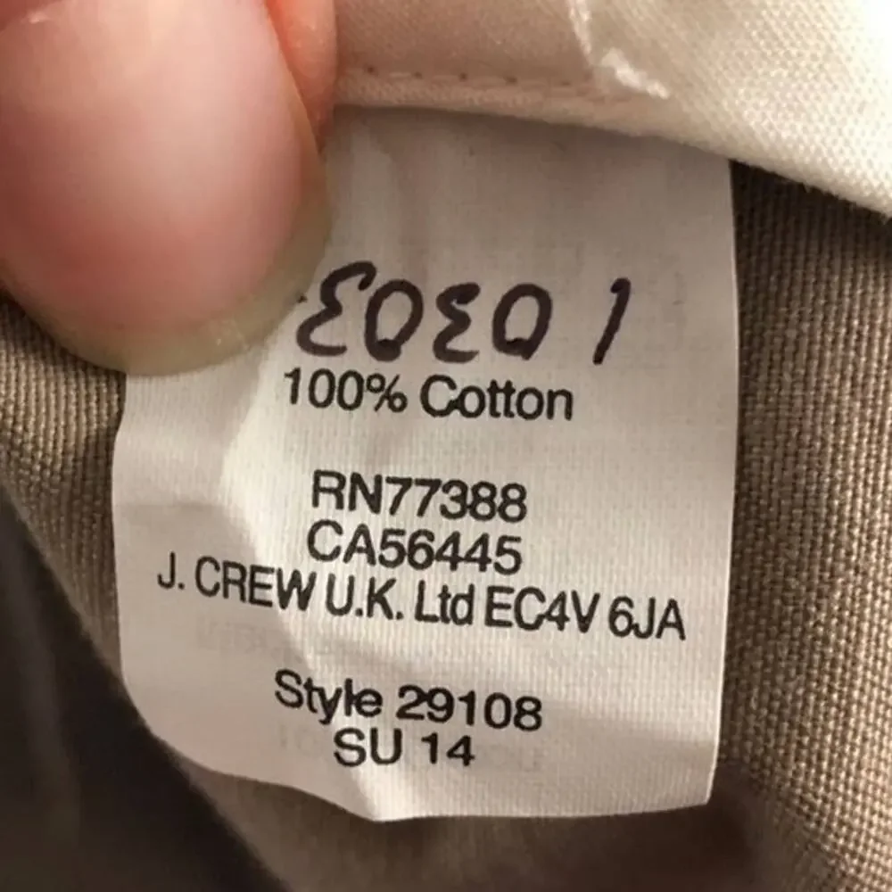J. Crew Khaki Tan Chino Bedford Zip Hook Closure Pockets Workwear Dress Pants
